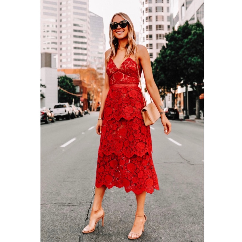 SELF-PORTRAIT floral lace A-line dress NWT